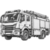 Feuerwehrauto als Schwarz-Weiß-Bleistiftzeichnung