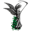 Engel Statue mit Sense und Efeu