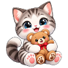 Kawaii-Katze mit Teddybär