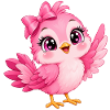 Kleiner rosa Kawaii-Vogel