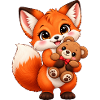 Kawaii-Fuchs mit Teddybär