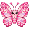 Kawaii-Rosa Schmetterling mit Herzen
