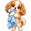 Kawaii-Hund mit seiner Decke