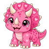 Triceratops Pink Kawaii