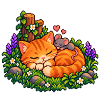 Kuschelnder Gartenkater mit Maus