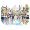 Wasserfarben-Kanallandschaft
