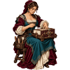 Renaissance-Näherin am Werk