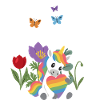 Blumengeschenk · Einhorn Regenbogenherz · Blumen
