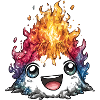 Farbfeuer Monster Vulkan mit Augen