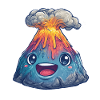 Kawaii Vulkan mit lachendem Gesicht