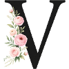 V Buchstabe Monogram Floral