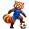 Fußballspielender Red Panda
