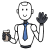 Geschäftsmann-Roboter mit Kaffee