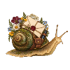 Briefschreiber-Schnecke mit Wildblumen
