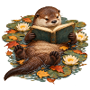 Otter liest im Herbstteich
