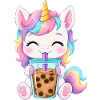 Niedlicher Einhorn mit Bubble Tea