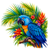 Tropischer Blauparrot im Tropenwald