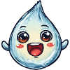 Kawaii Wassertropfen mit Gesicht