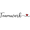 Teamwork Schrift mit Herz