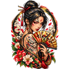 Japanische Kriegerin – Hannya & Fächer