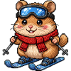 Lustiger Hamster Skifahrer - Pixel Art  
