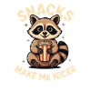 Snacks machen mich netter, süßer Waschbär