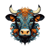Stier Kopf Ornamente Bunt
