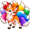 Neunschwänziger Fuchs mehrfarbiger Kawaii