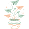 Pastellpapierflieger Blumentopf