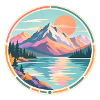 Bergsee Sonnenuntergang Sticker