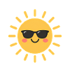 Fröhliche Sonne mit Sonnenbrille