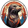 Robbe Seehund Retro Illustration