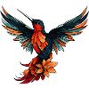 Kolibri Vogel Bunt mit Blumen