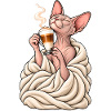 Sphinx Katze mit Latte Macchiato – Katzenkaffee