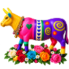Bunter Stier mit Blumen