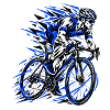 Blauer Sprint Radfahrer Grafik