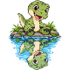 Kleiner Krokodil am Teich