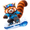 Snowboardender Red Panda auf Blue Board