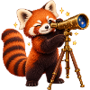Sterneguckende Rote Panda mit Teleskop