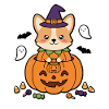 Süßes Kawaii-Corgi-Kürbis-Hexenhut-Halloween-Geschenk