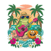 Pumpkin Lizard Rock Halloween Tropical