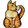 Aquarell-Orange-Katze mit Herz-Umarmung