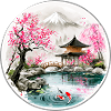 Japanischer Teich im Kirschblüten-Pavillon