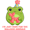 Fröhlicher Frosch mit Ballontier mit Spruch
