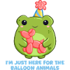 Fröhlicher Frosch mit Ballonhund Party