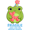 Achtung zerbrechlich Frosch mit Partyhut