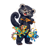 Binturong mit bunten Fadenfiguren