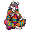 Strickende Hippie Wölfin