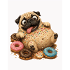 Süßer Pug mit bunten Donuts