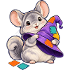 Patchwork-Maus mit bunter Kapuze